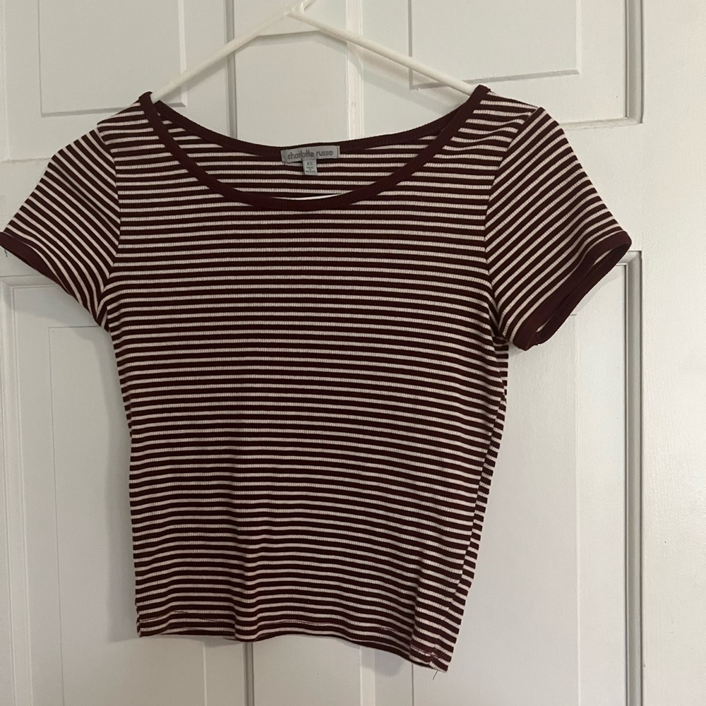 xs red and white striped shirt